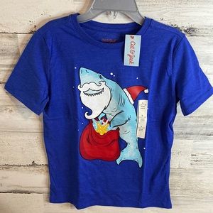 Boys Christmas Shark Shirt Size L NEW